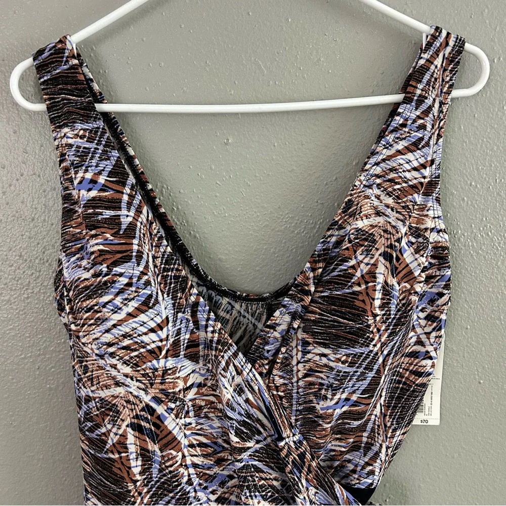 Sonnet Shores Wrap Side Tie One Piece Swimsuit 16 Tummy Panel Full Coverage NWT - Picture 5 of 11